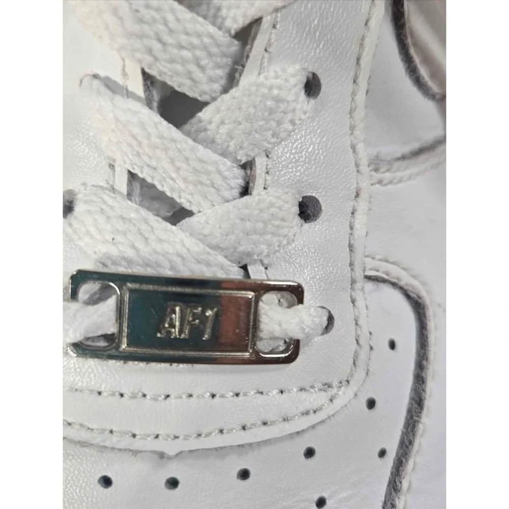 Nike Air Force 1 Low White Leather Lace-Up Sneakers Youth US 2.5